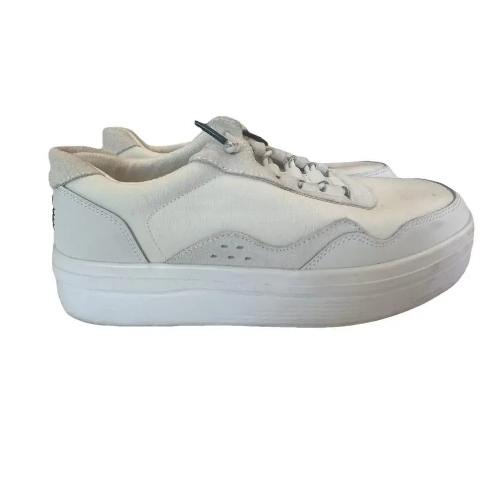 Hey Dude Womens Hudson Lift Platform Sneakers White Casual Shoes size 8